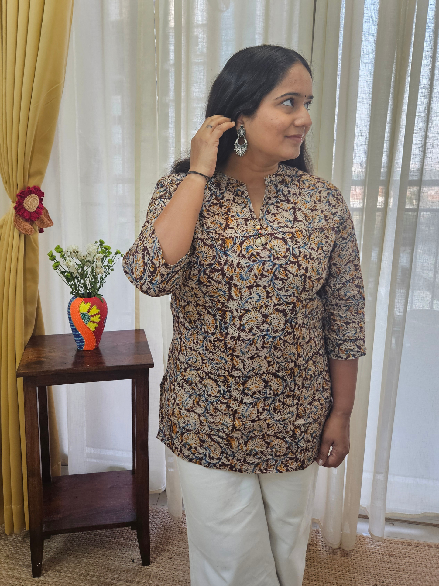 Kalamkari Hand Block Print Short Cotton Kurti