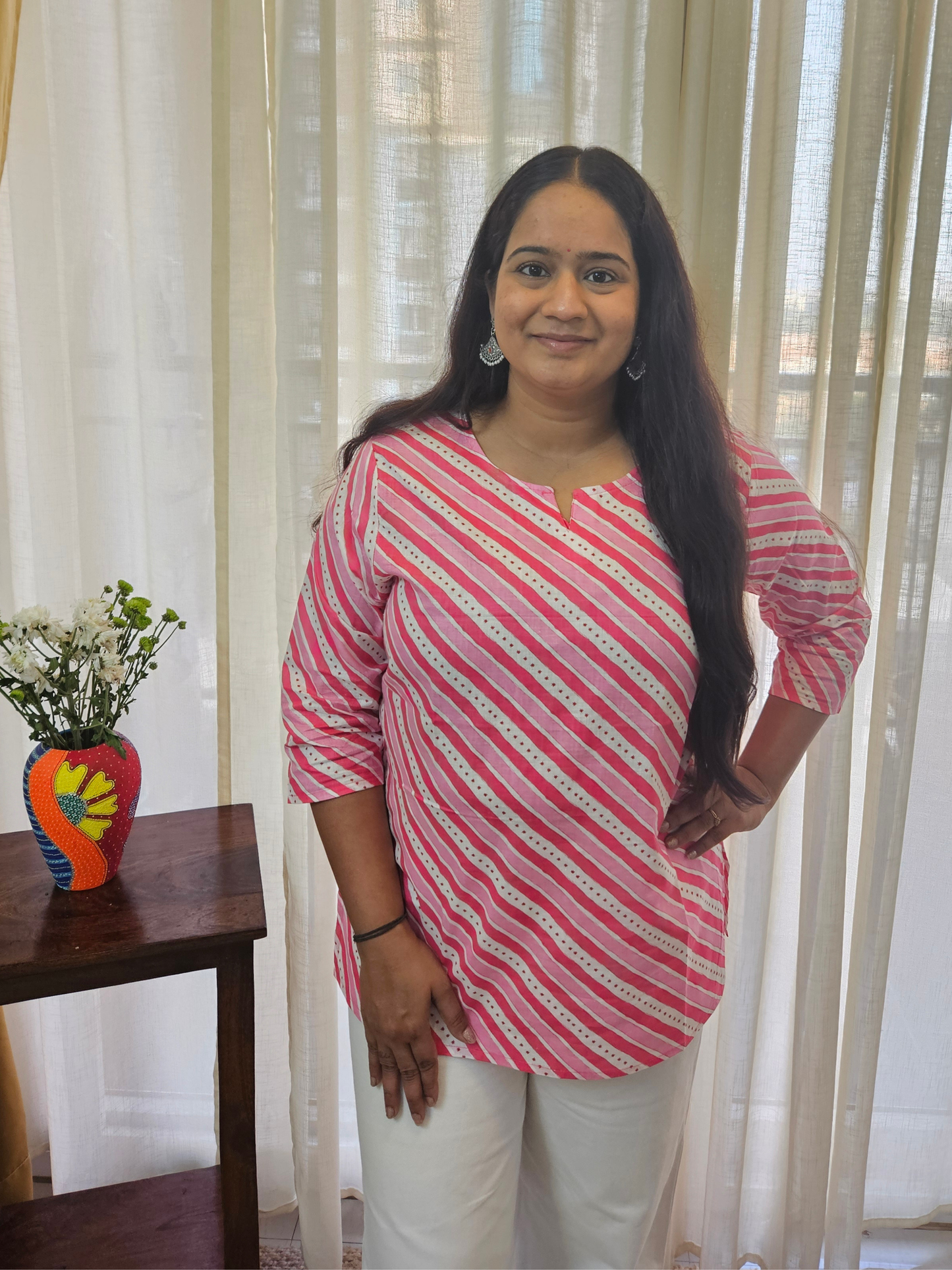 Lehariya Print Cotton Short Kurti