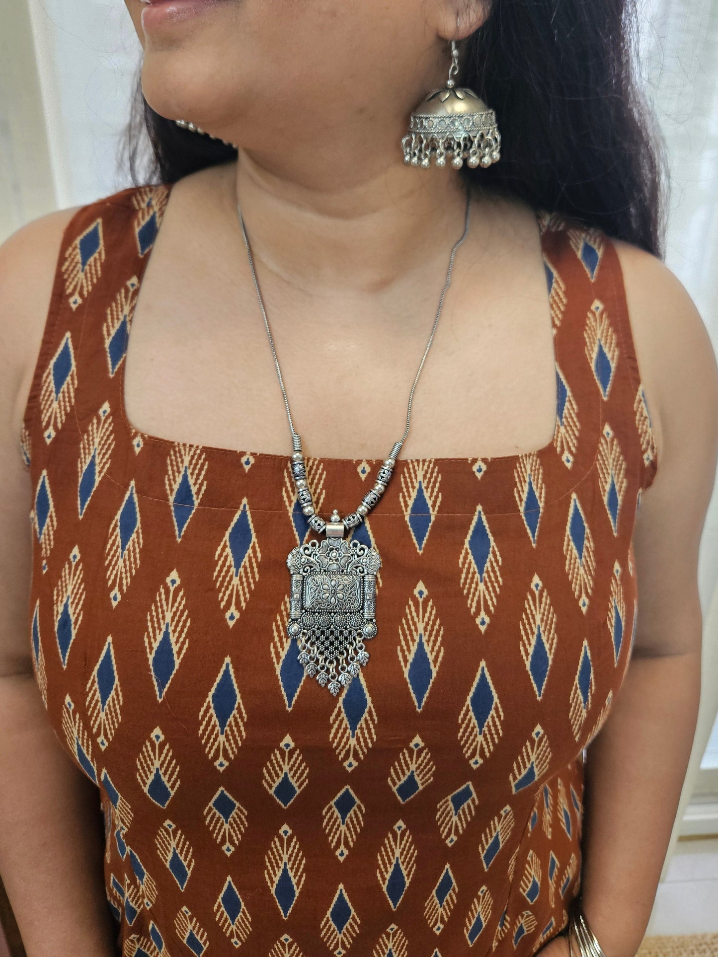 Sanganeri Print Starp Brown kurti