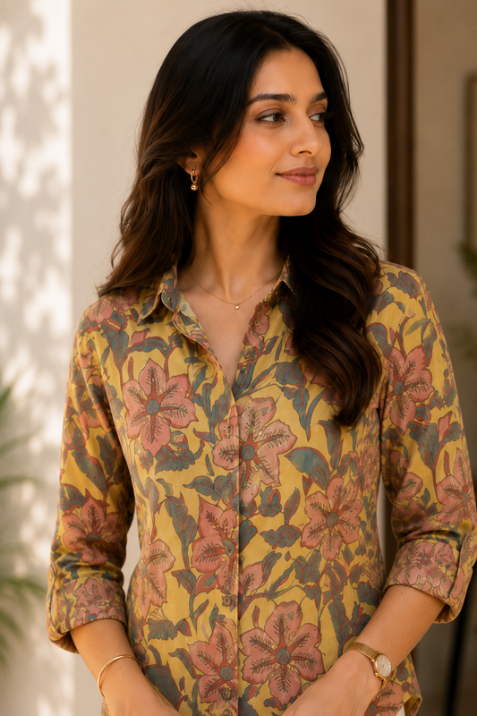 Heritage Floral Print Shirt – Ochre & Rose