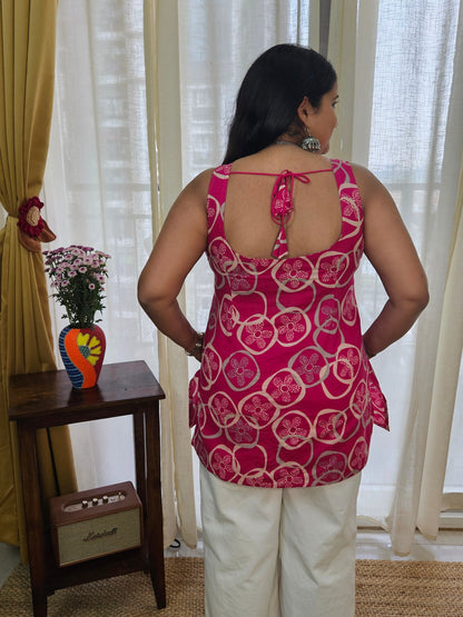Sanganeri Print Starp Pink kurti