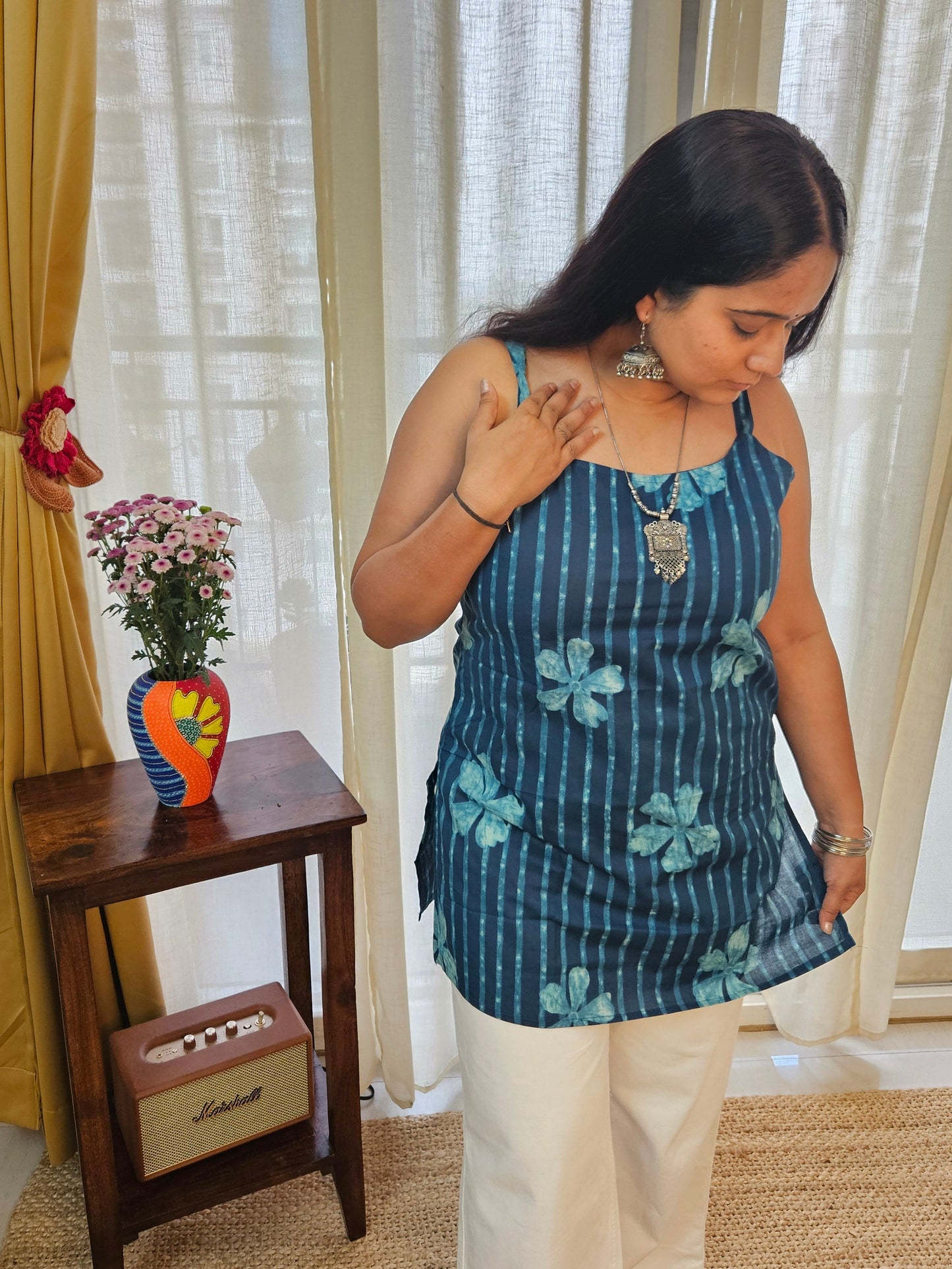 Handblock Print Starp Blue kurti