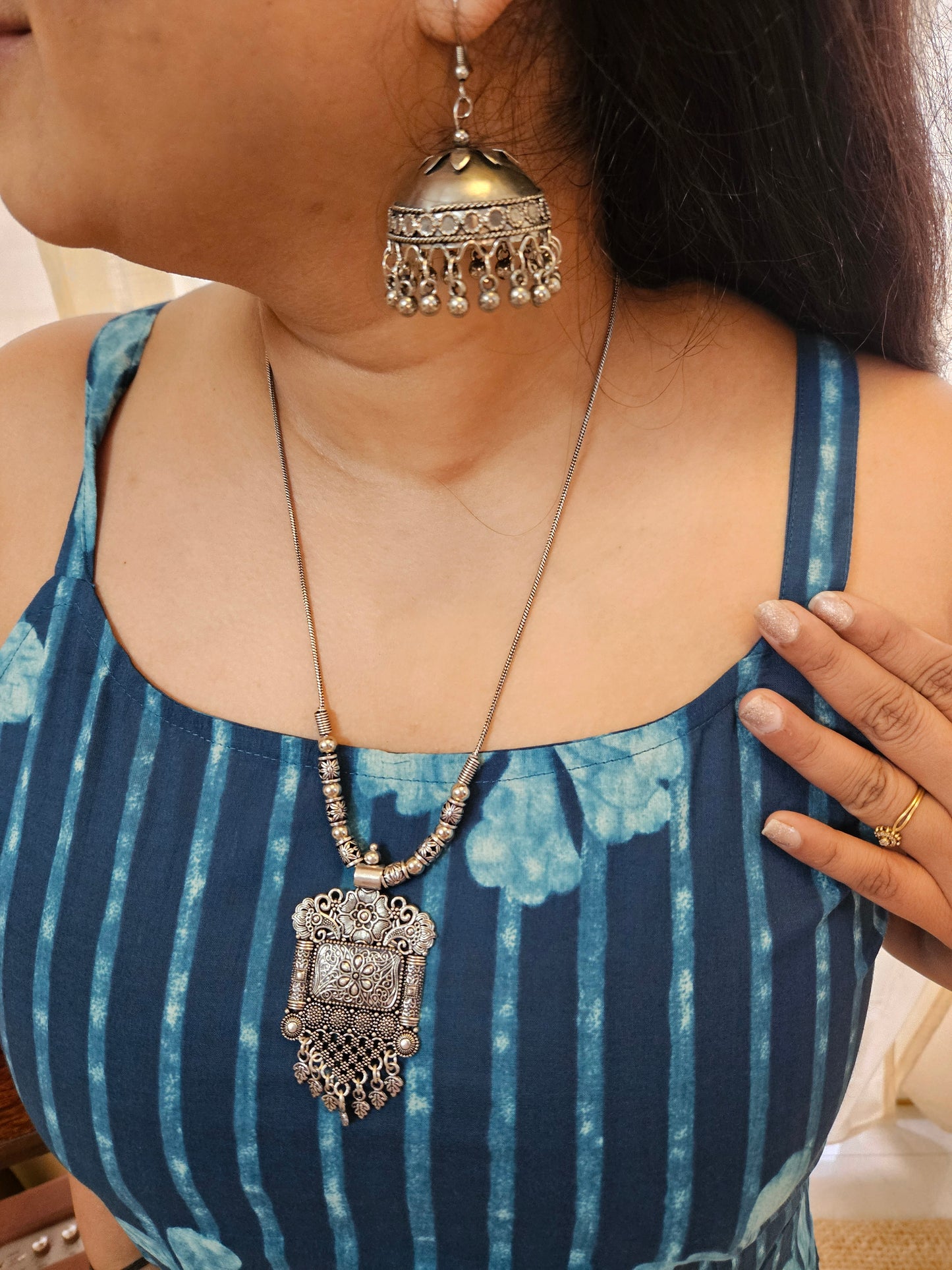 Handblock Print Starp Blue kurti