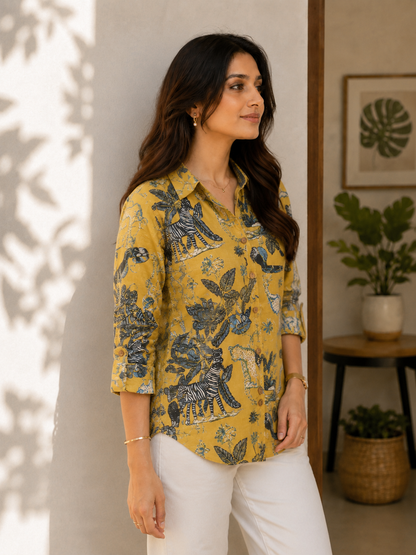Heritage Wildlife Print Shirt – Mustard