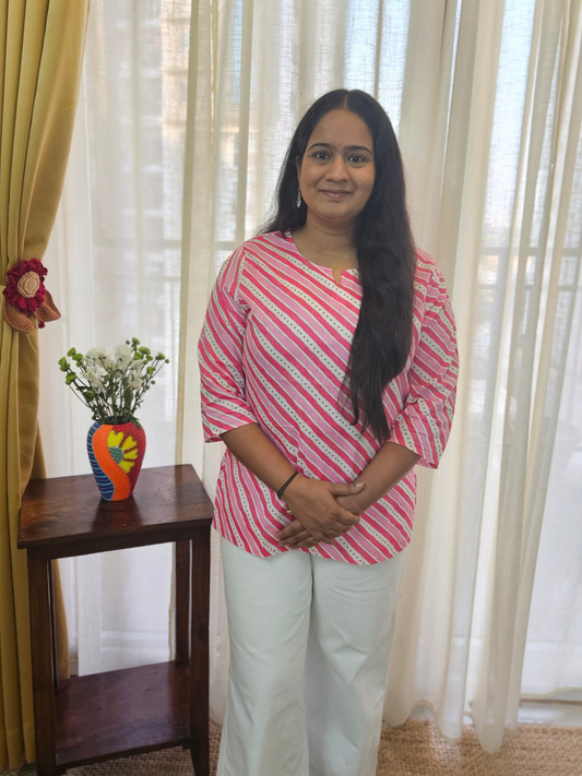 Lehariya Print Cotton Short Kurti