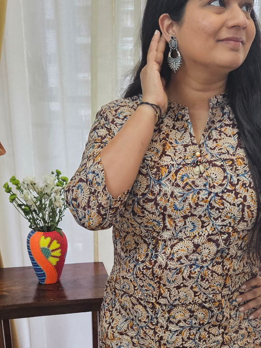 Kalamkari Hand Block Print Short Cotton Kurti