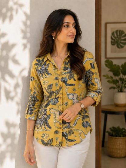 Heritage Wildlife Print Shirt – Mustard