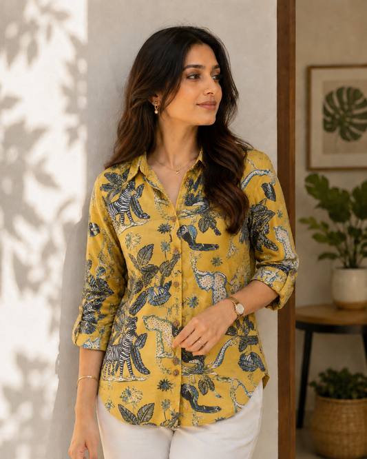 Heritage Wildlife Print Shirt – Mustard