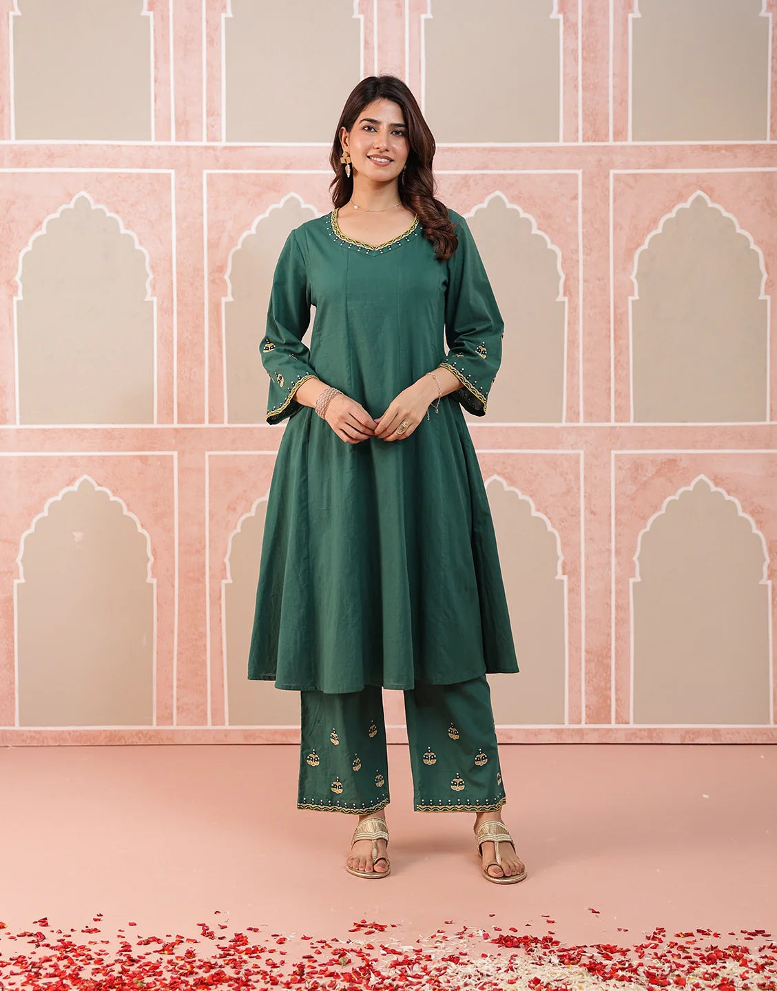 Gulbahar purple floral embroidered kurta set