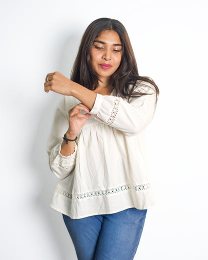 White color Handcraft Cotton Tshirt