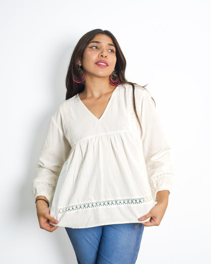 White color Handcraft Cotton Tshirt