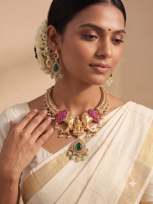 Gajalakshmi Temple Jewelry Necklace Set