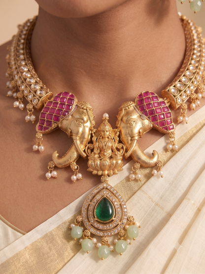 Gajalakshmi Temple Jewelry Necklace Set