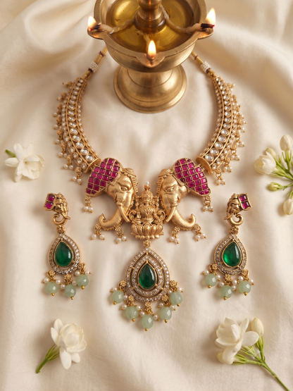 Gajalakshmi Temple Jewelry Necklace Set