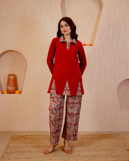 Kalamkari Brick Cotton Co-ord Set