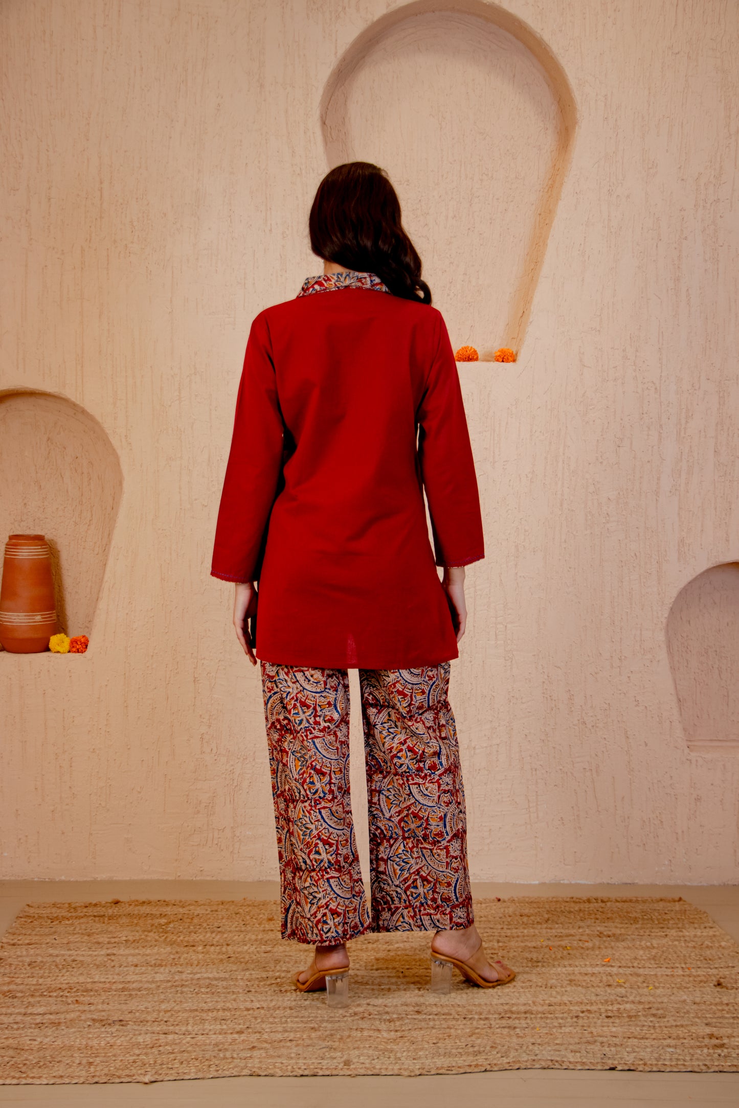 Kalamkari Brick Cotton Co-ord Set