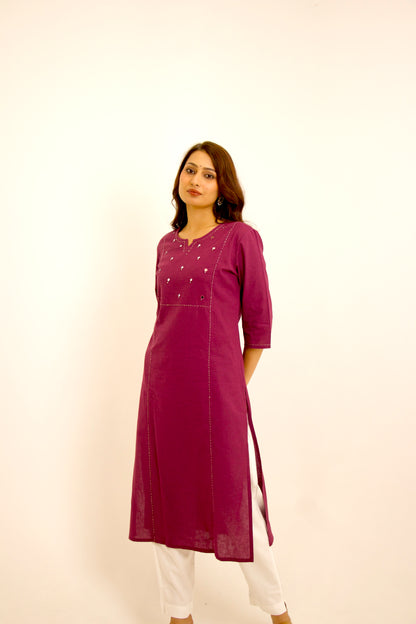 Meher ~ Festive Casual Deep Purple Kurta