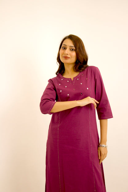 Meher ~ Festive Casual Deep Purple Kurta