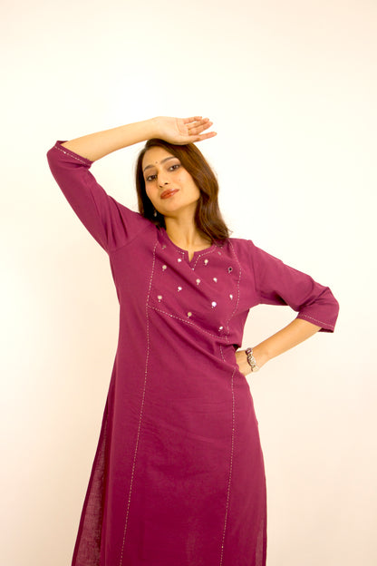 Meher ~ Festive Casual Deep Purple Kurta