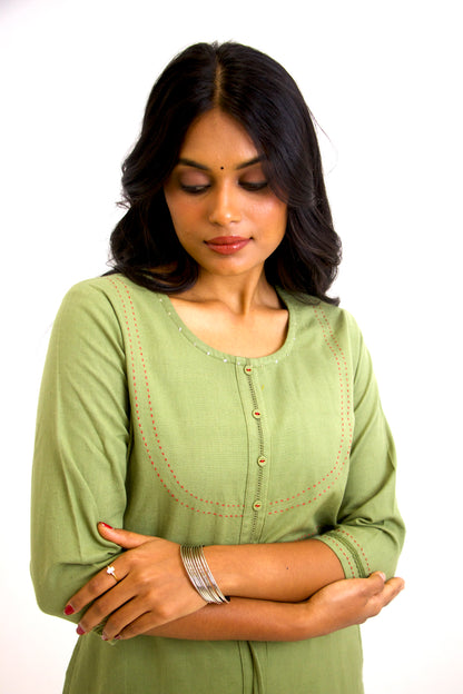 Aurora ~ Ease & Comfort Sage Green Kurta