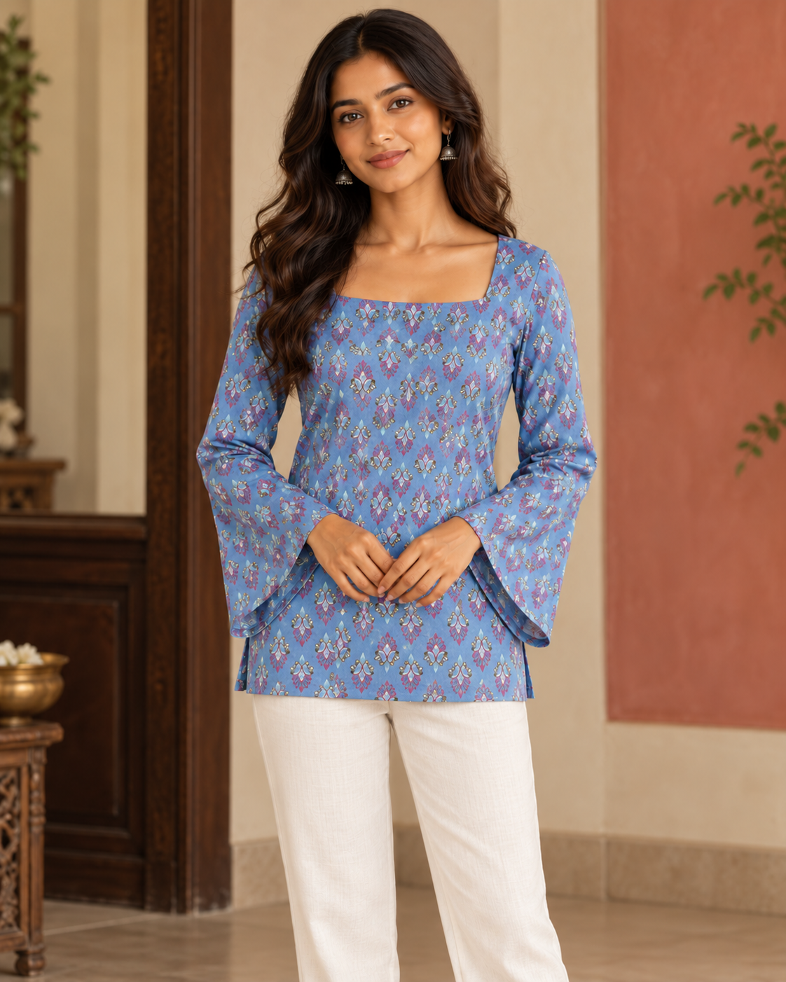 Ananya Printed Blue Kurti