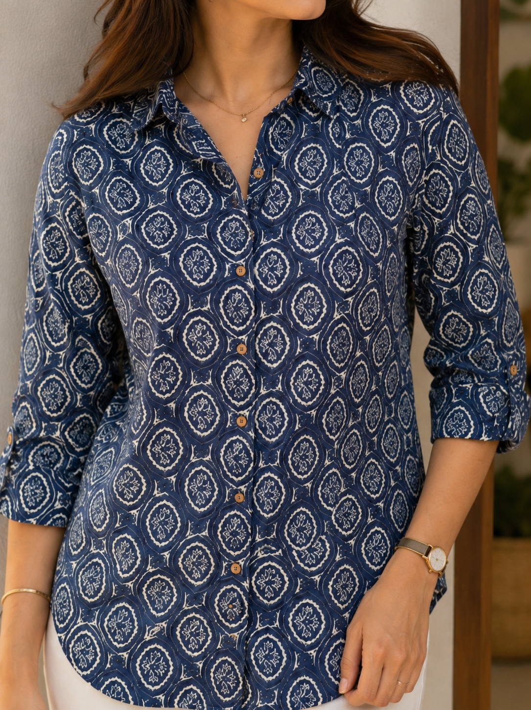 Heritage Indigo Block Print Shirt