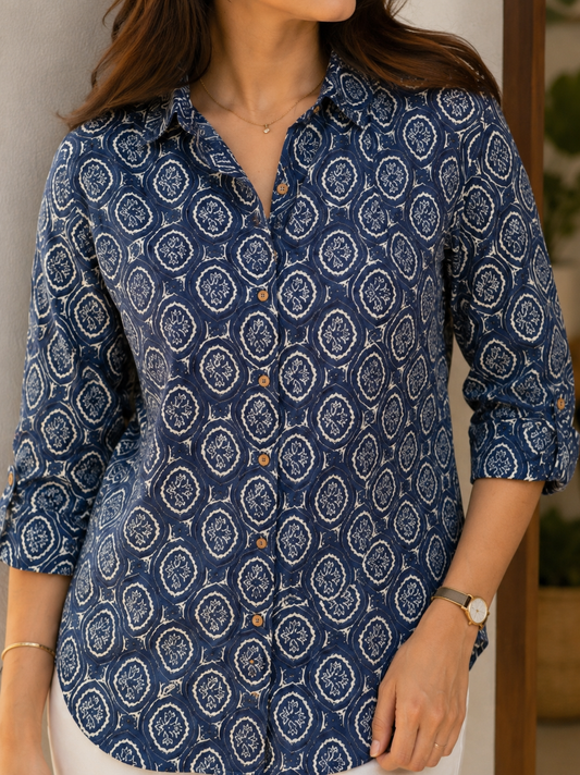 Heritage Indigo Block Print Shirt