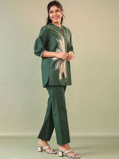 Harshi Green Embroidery co-set