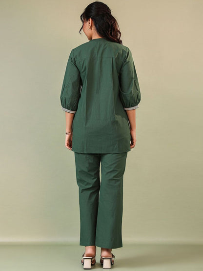 Harshi Green Embroidery co-set