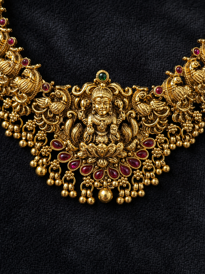 Lakshmi Temple  Necklace Set with Jhumkas