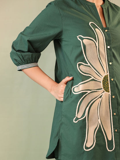 Harshi Green Embroidery co-set