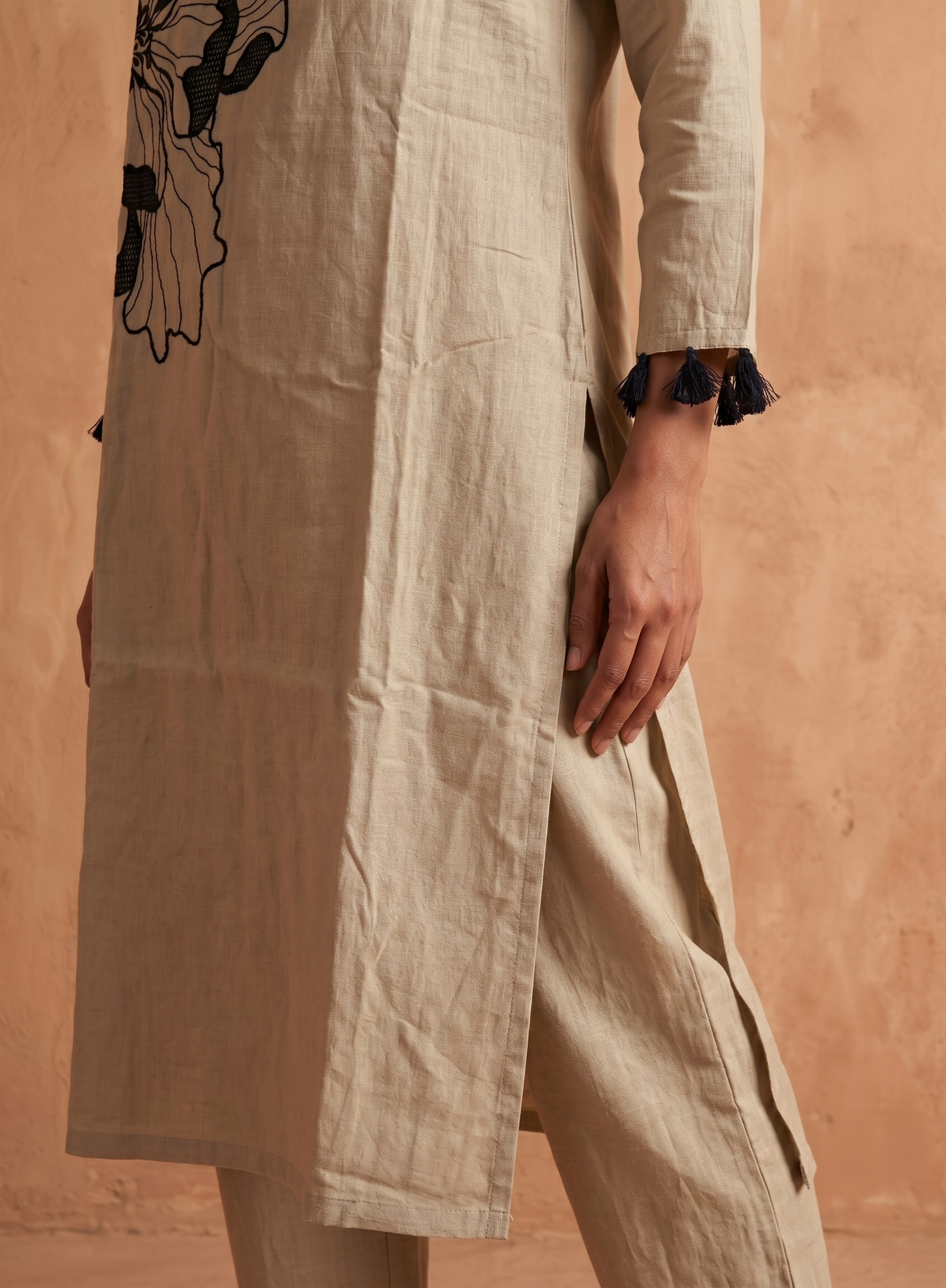 Black Floral Embroidered Kurta Set